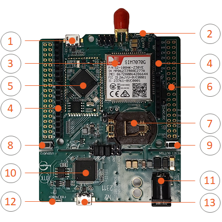 Расположение основных элементов на плате 1